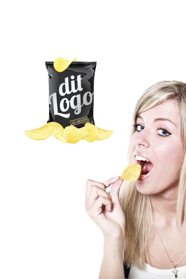 Chips i påsar med logotyp